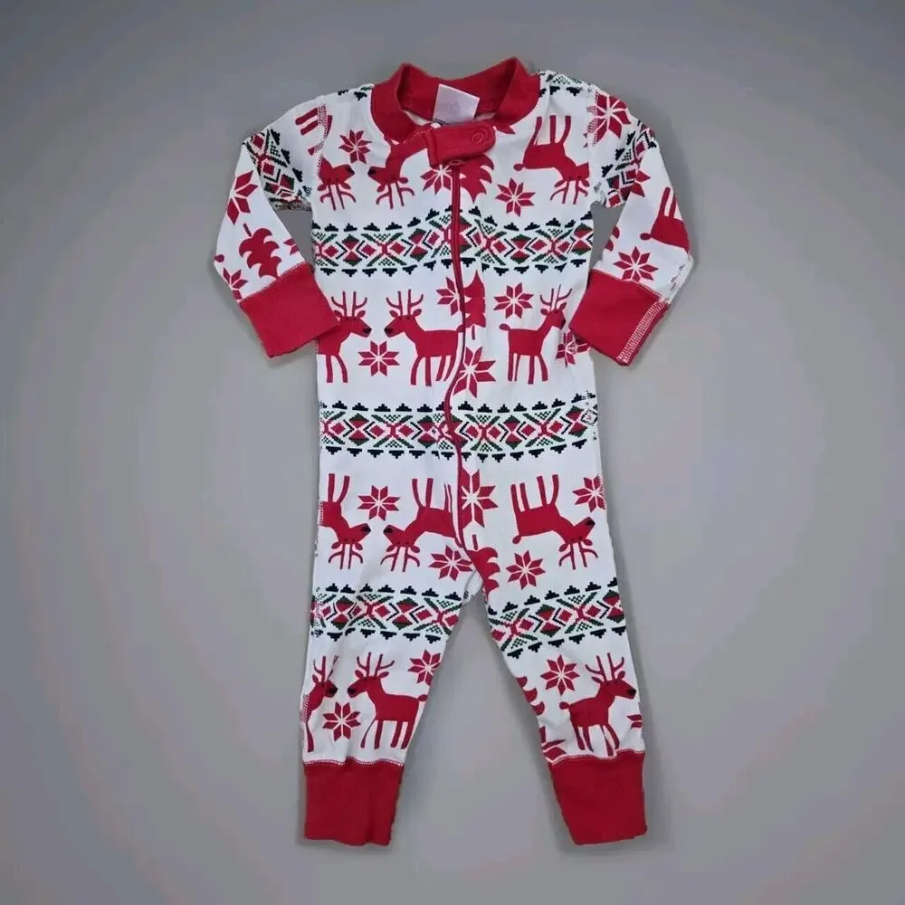 Hanna Andersson Baby Zip Sleeper Pajama 6-9 Christmas Fair Isle Reindeer Holiday